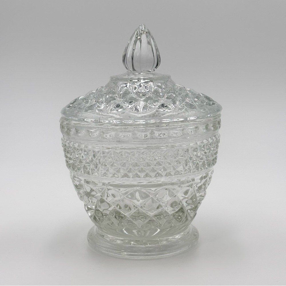 Vintage Anchor Hocking Wexford‎ Sugar Bowl and Lid Cut Glass Apothecary Jar - Picture 10 of 10